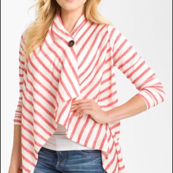 bobeau Sweaters - Bobeau Nordstrom Striped Wrap Cardigan Sweater